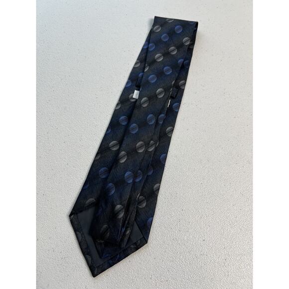 Lamberti Black, Gray, Blue Polka Dot Pattern 100% Silk Tie Made in Italy NWOT - Picture 4 of 7